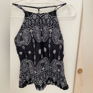 Raisins Tankini Bathing Suit Top Black and White Paisley Sz. XL
